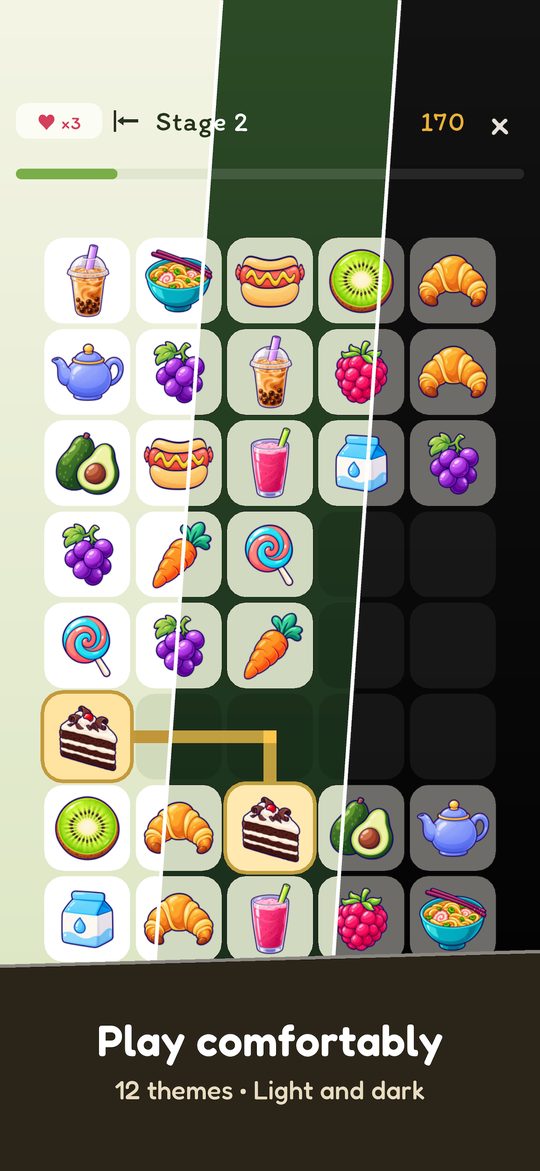 Play comfortably. 12 themes, light and dark.